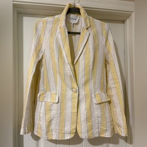 FRAME Linen Striped Blazer Golden Haze Size 6 Lightweight Chic